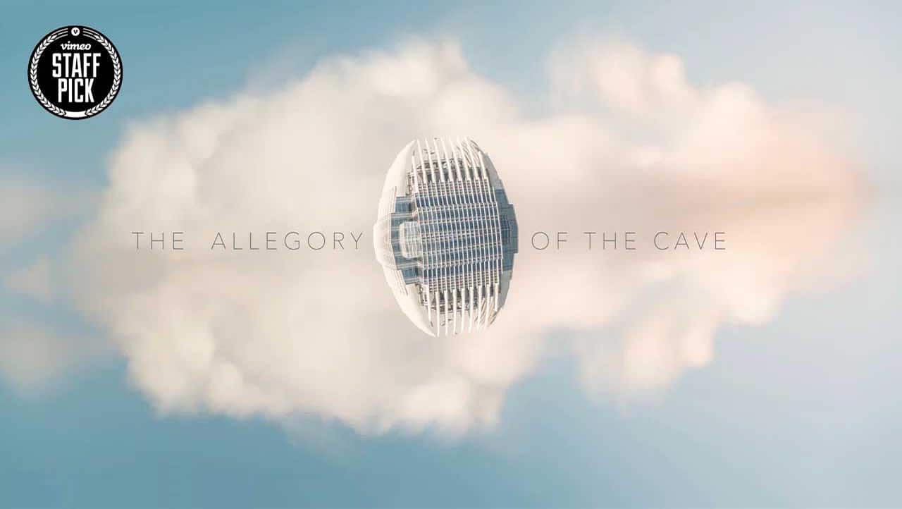 Hong Kong folded onto itself in a frame from the creative film The Allegory of the Cave